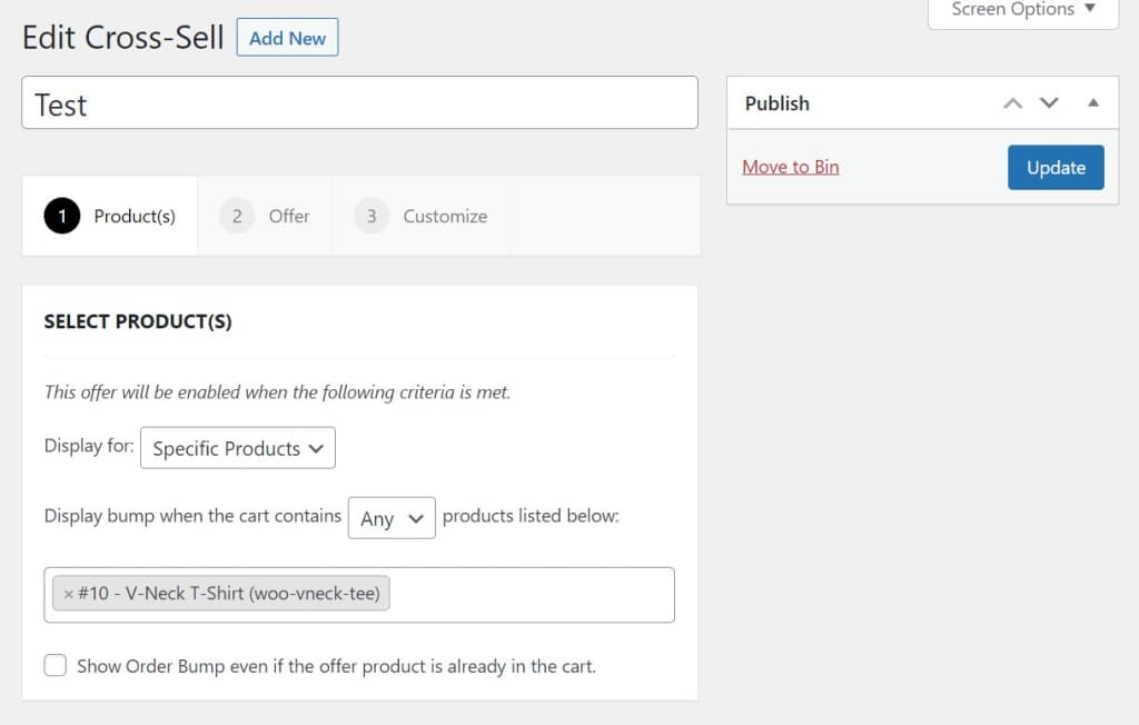 upsell woocommerce settings