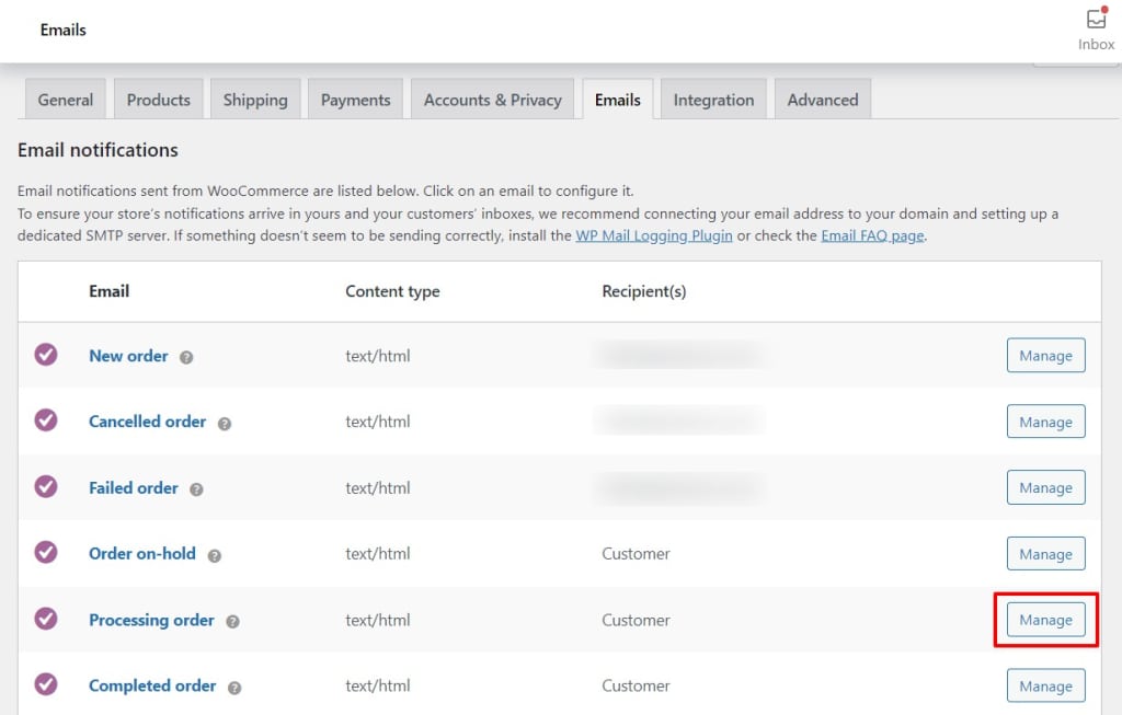 manage customer emails woocommerce