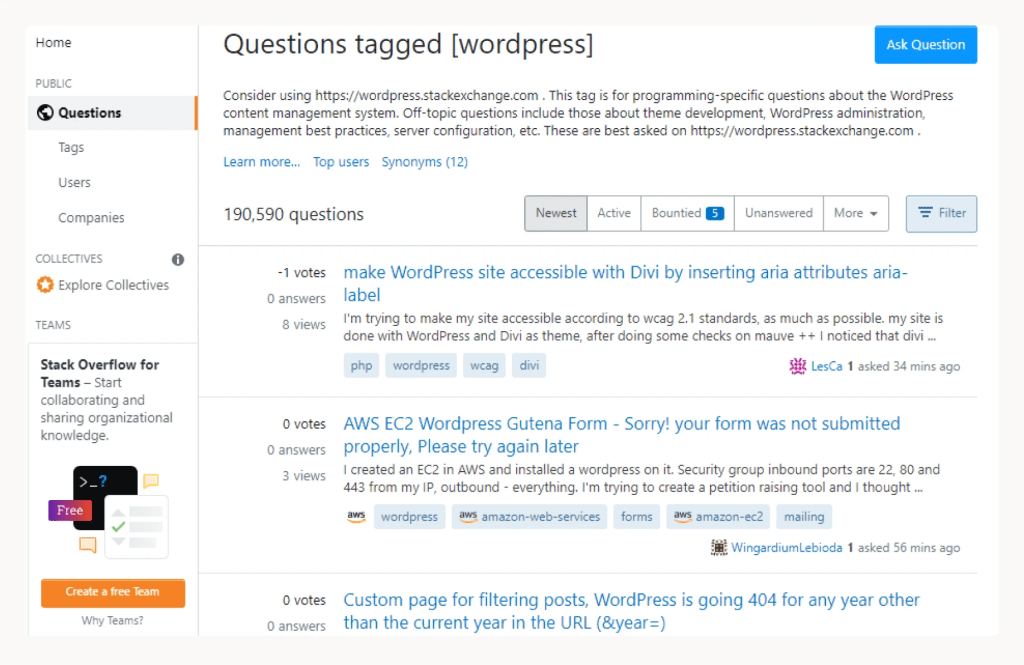Screenshot of Stack Overflow forum.
