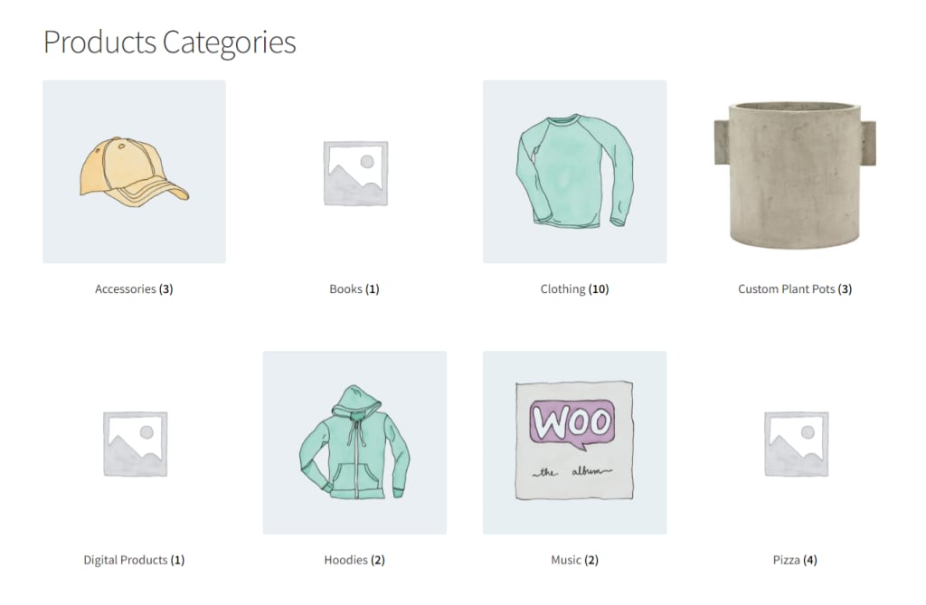 product categories shortcode