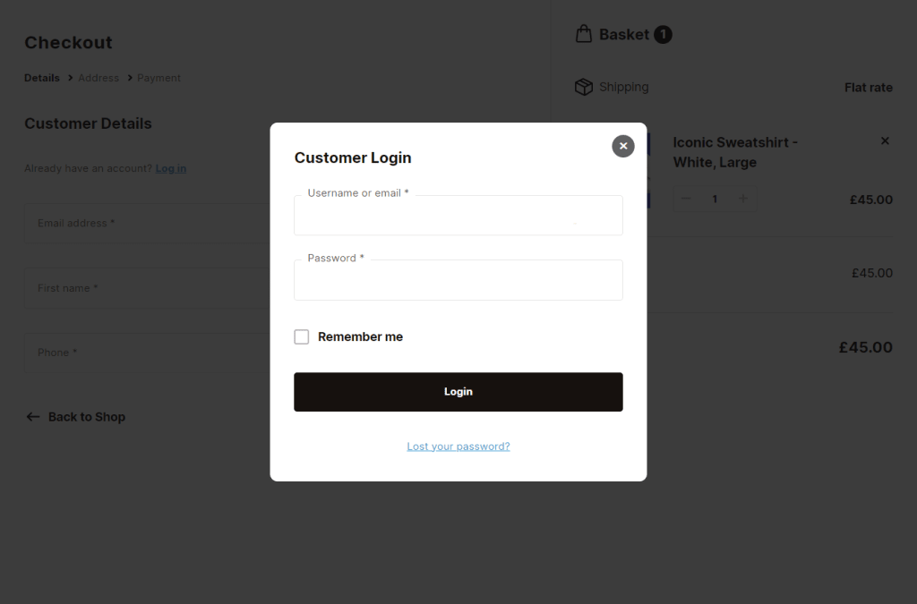 checkout login flux checkout