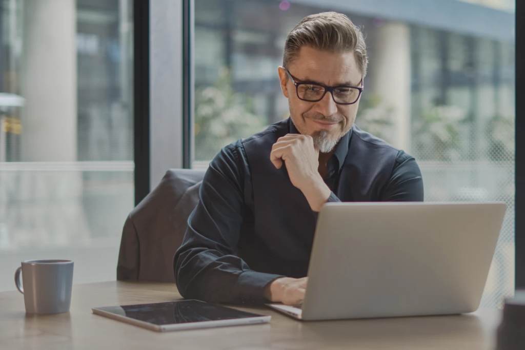 business man working on laptop