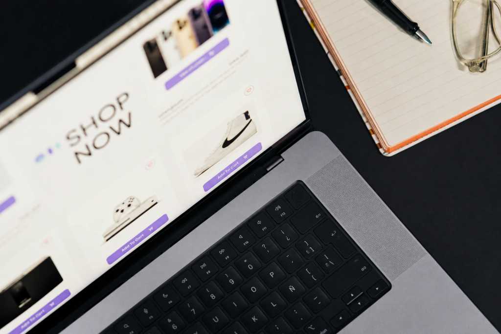 Magento themes: laptop showing ecommerce store homepage