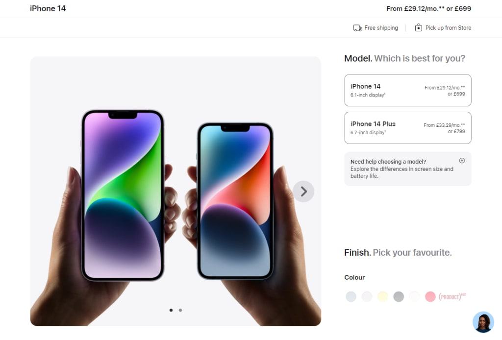 iphone product options