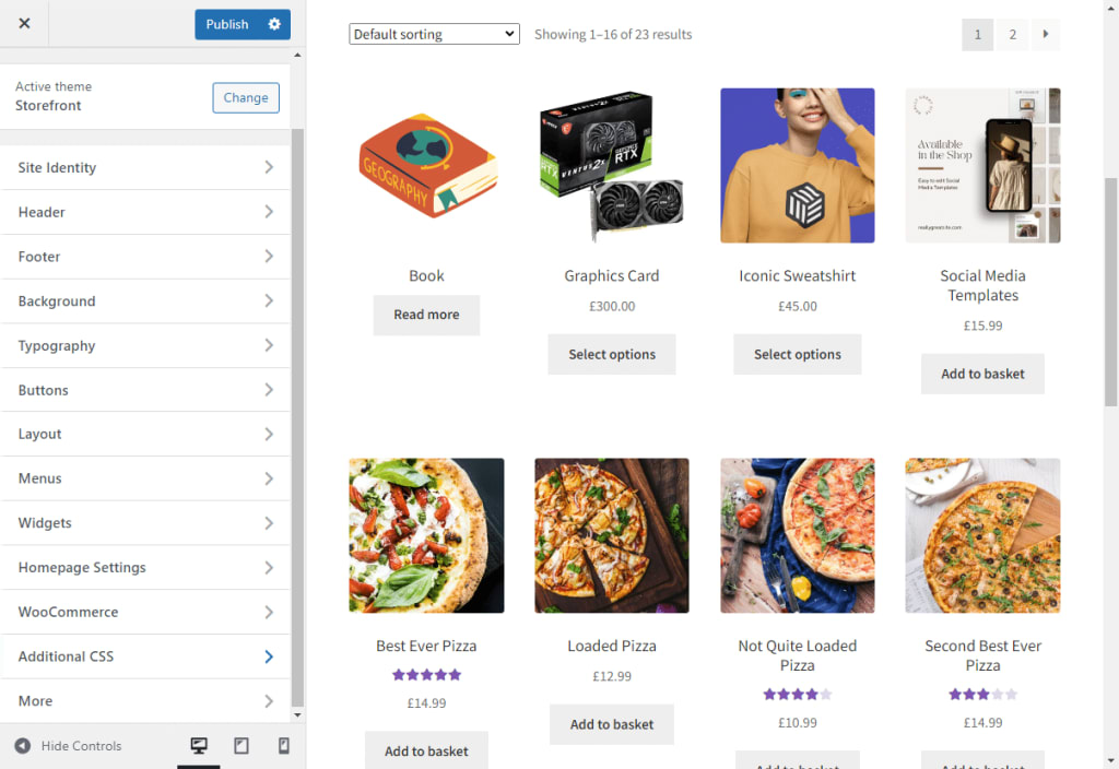 storefront woocommerce customizer