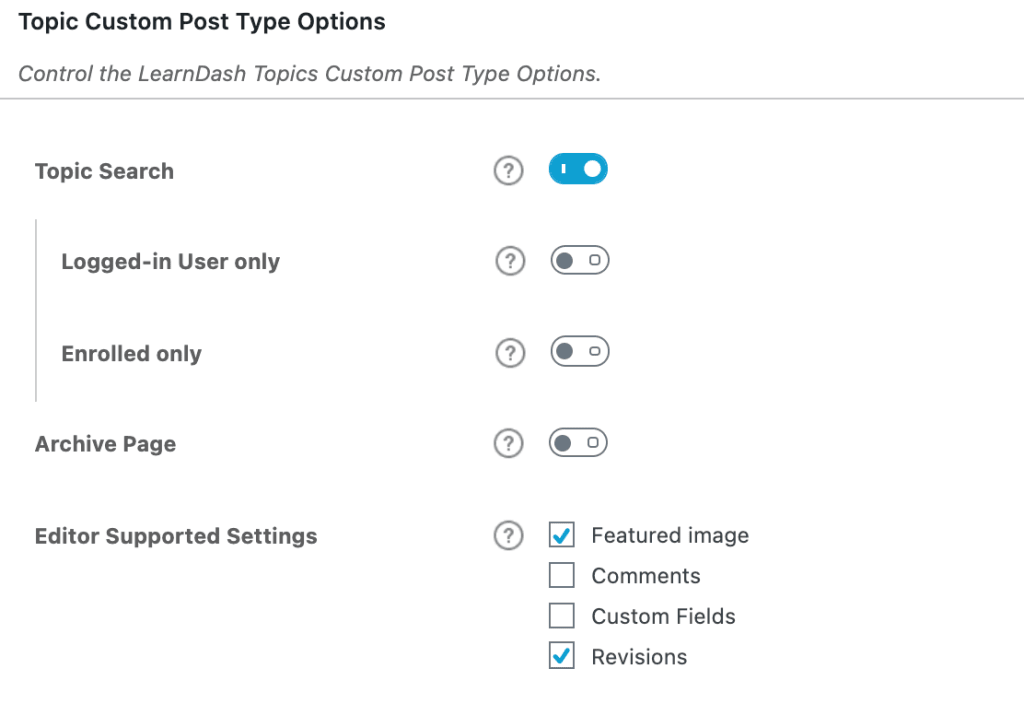 Topic Custom Post Types