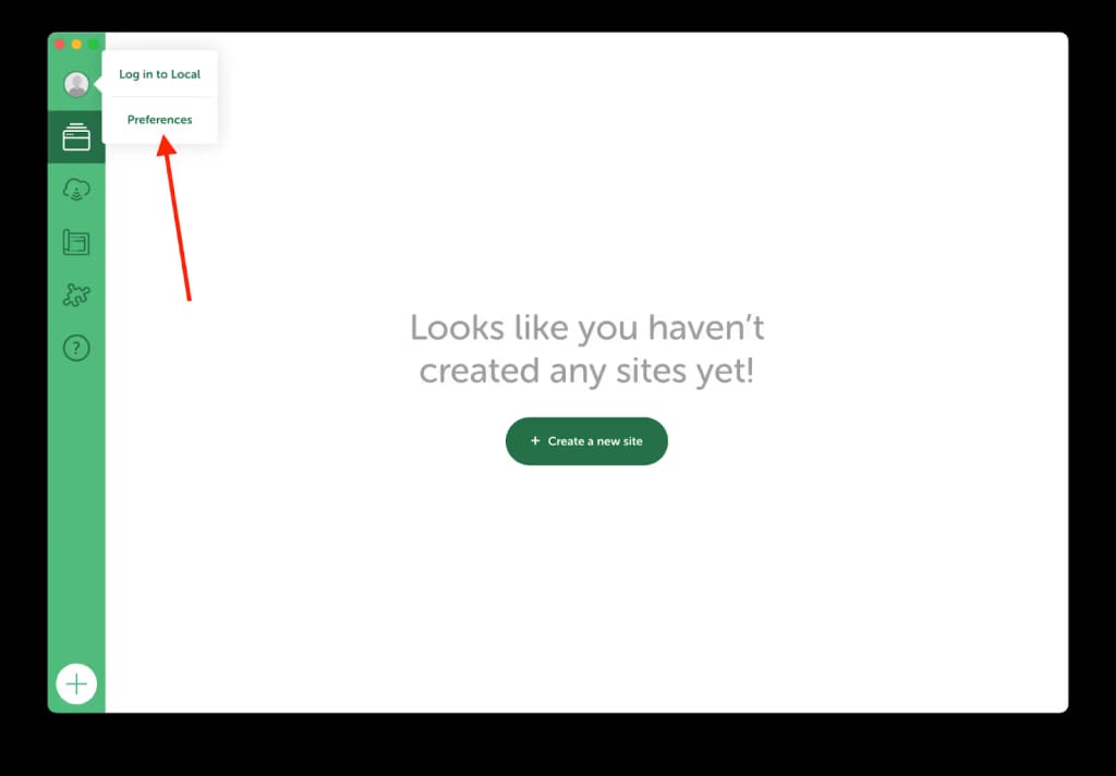 Changing site preferences in LocalWP