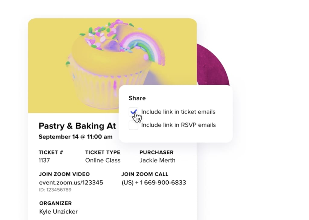 You have the option to include a link to your event ticket and rsvp emails.