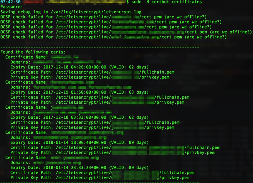 command line certificate list