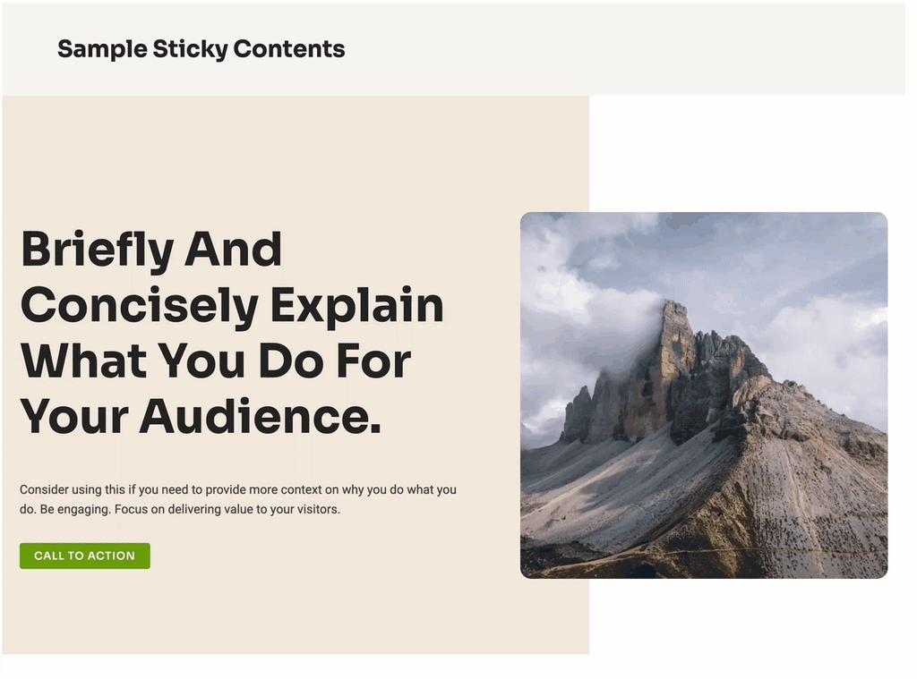 Sticky Top Section