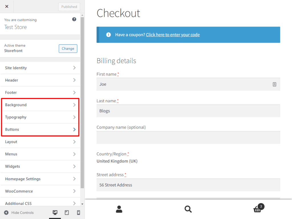 wordpress customizer