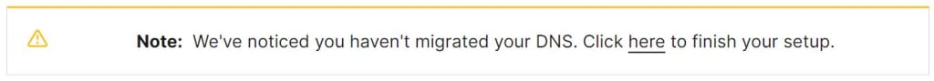 Upon entering your dashboard, the first thing you might notice is a warning.