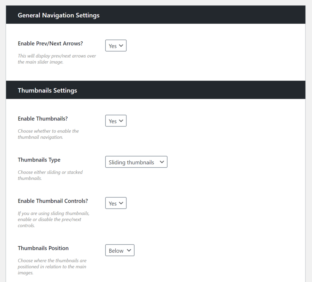 WooThumbs navigation settings
