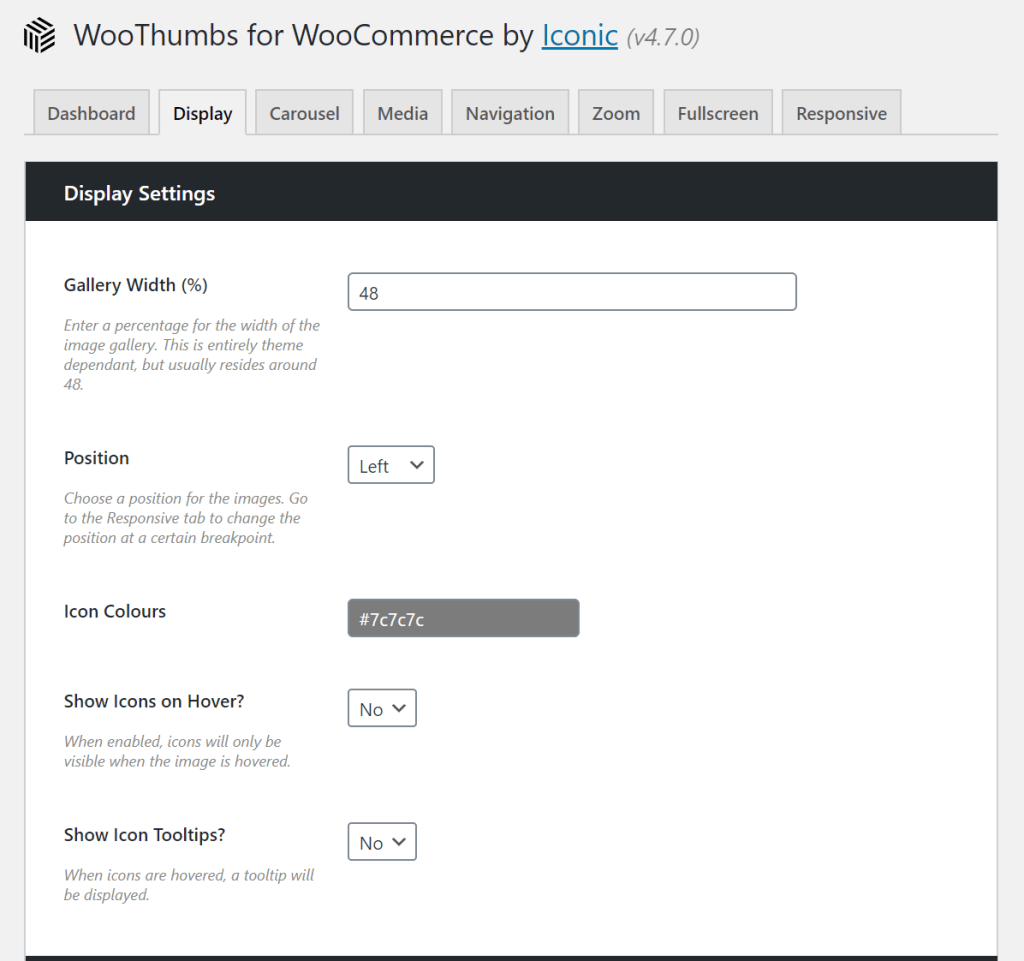 WooThumbs display settings