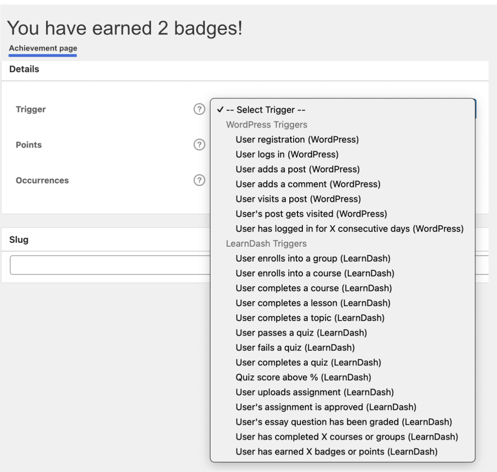 LearnDash Achievement Triggers