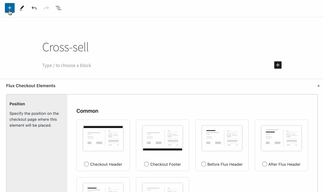 flux checkout cross sell