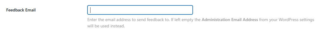 Screenshot of where to enter the email to receive submitted feedback