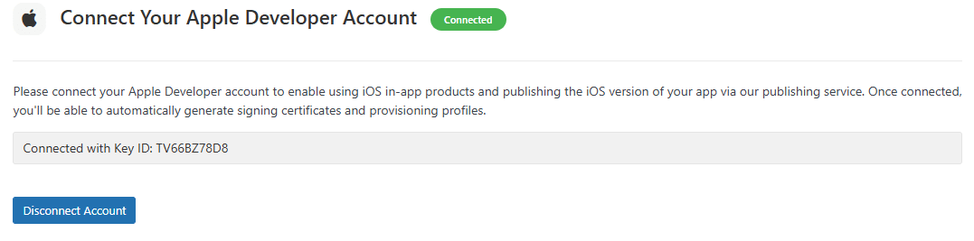 Screenshot of how to connect and disconnect the account.