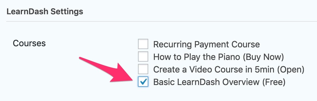 Gravity Forms registration, LearnDash settings