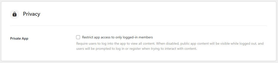 Screenshot of privacy settings