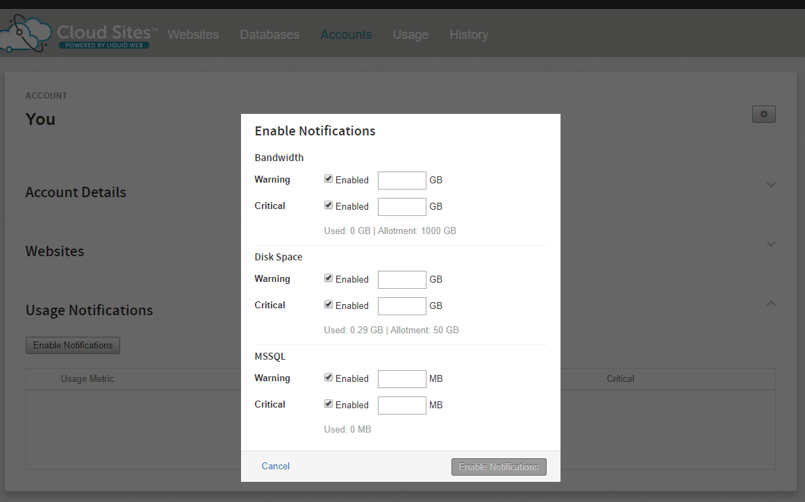 notification thresholds screenshot