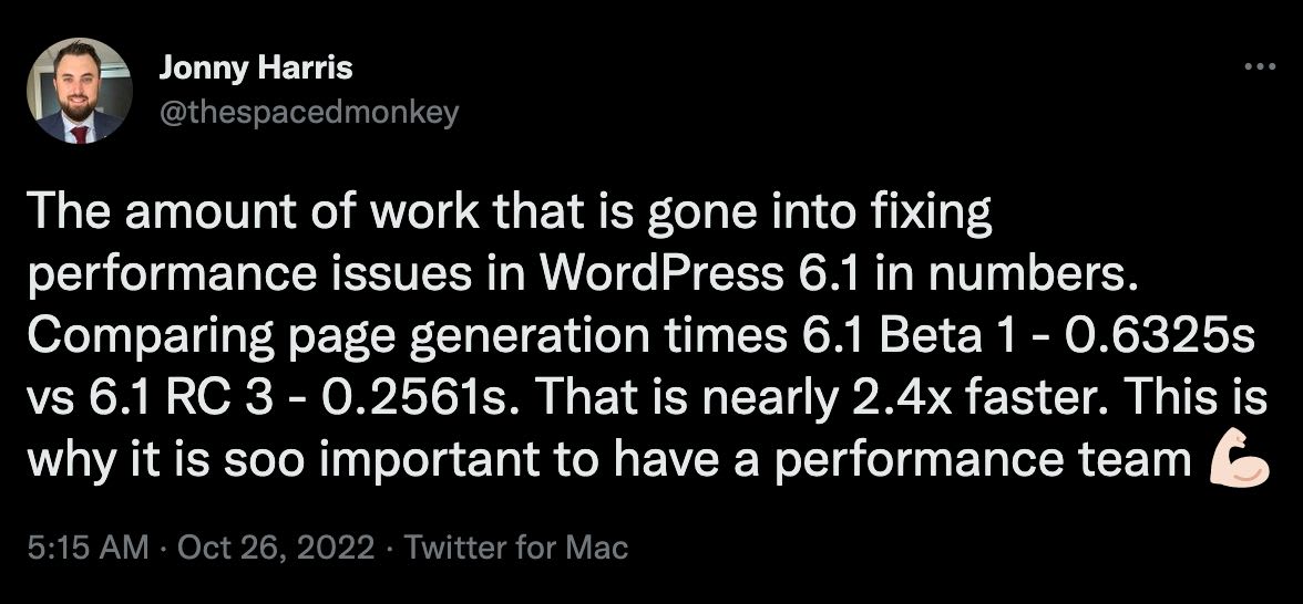 Tweet from @thespacedmonkey that reads