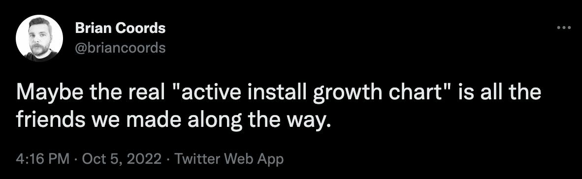 Tweet from @briancoords that reads