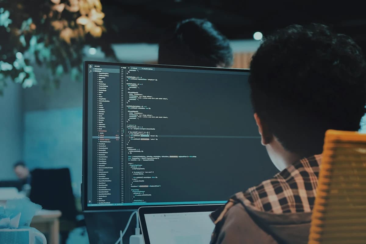 Lines of code on a desktop computer screen.