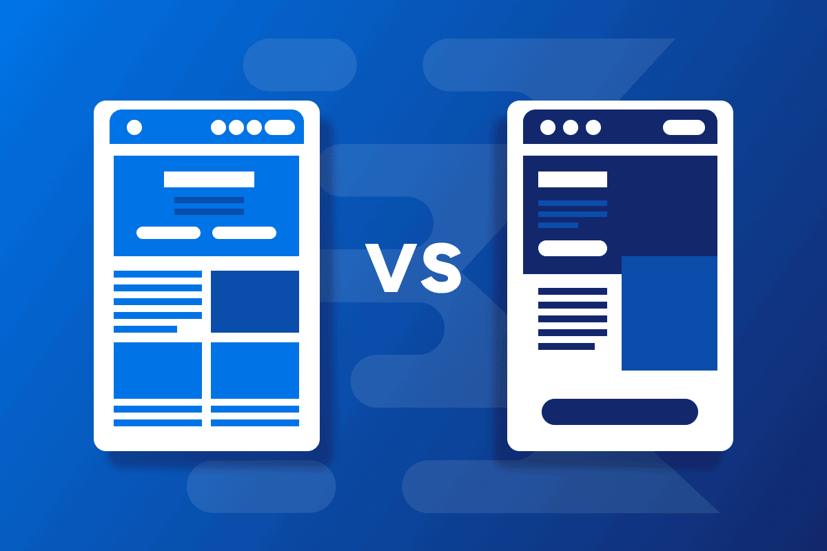 Website vs landing page graphic