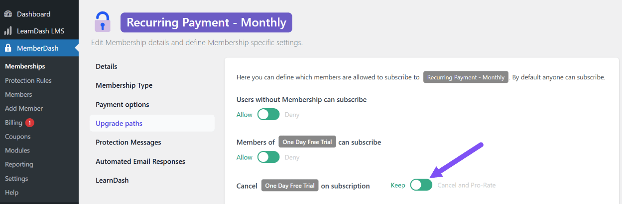 Cancel and pro-rate