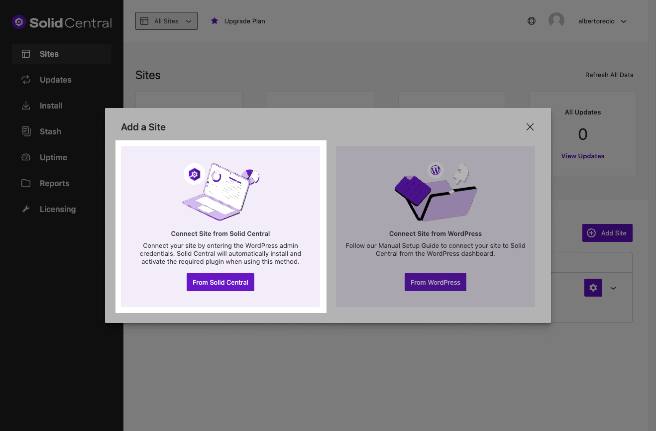 Connect a site to Solid Central.