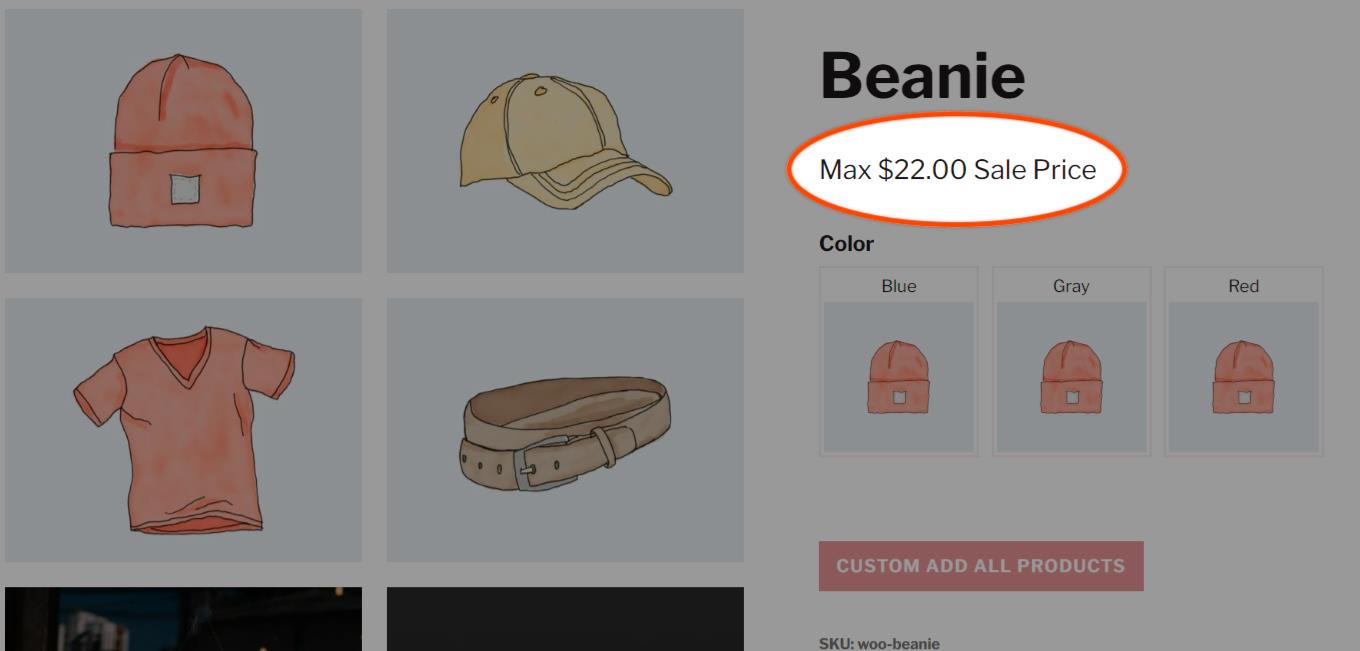 Highest only variation sale price product page