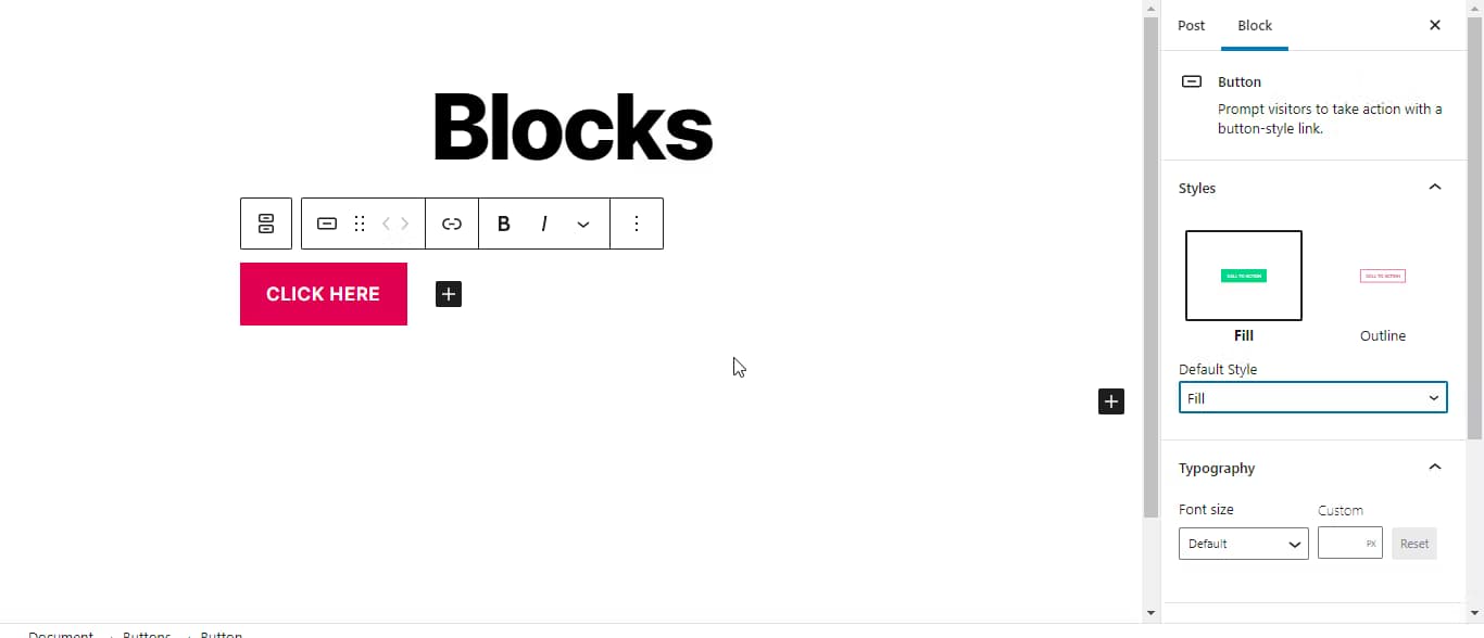 create reusable button block wp
