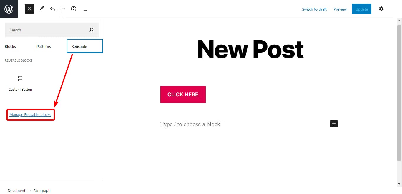 managing reusable wp blocks
