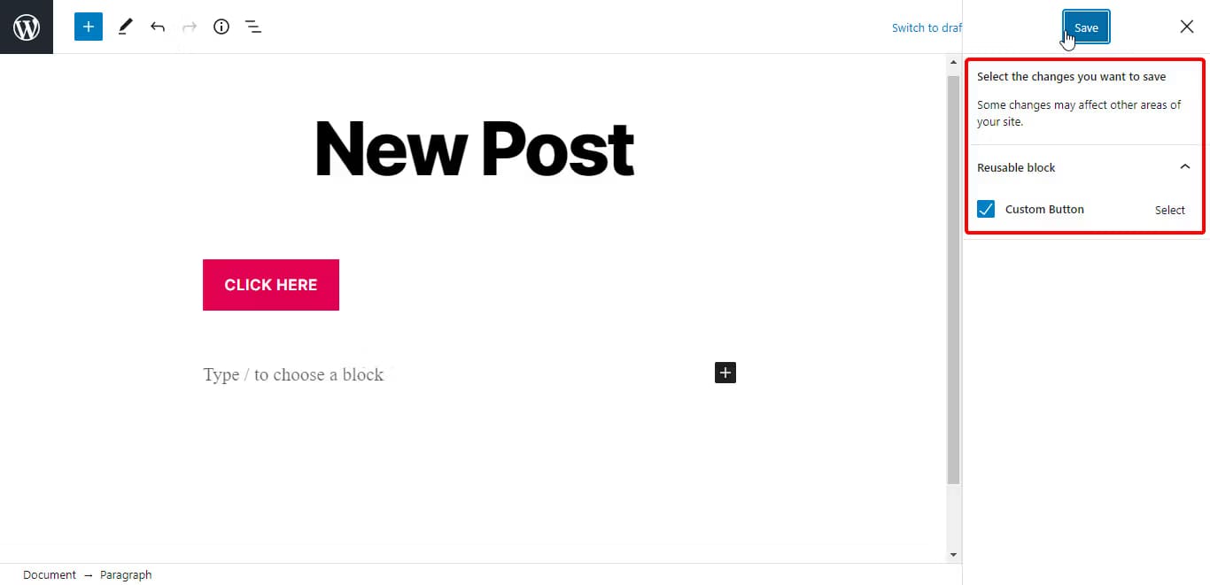 save page changes wp