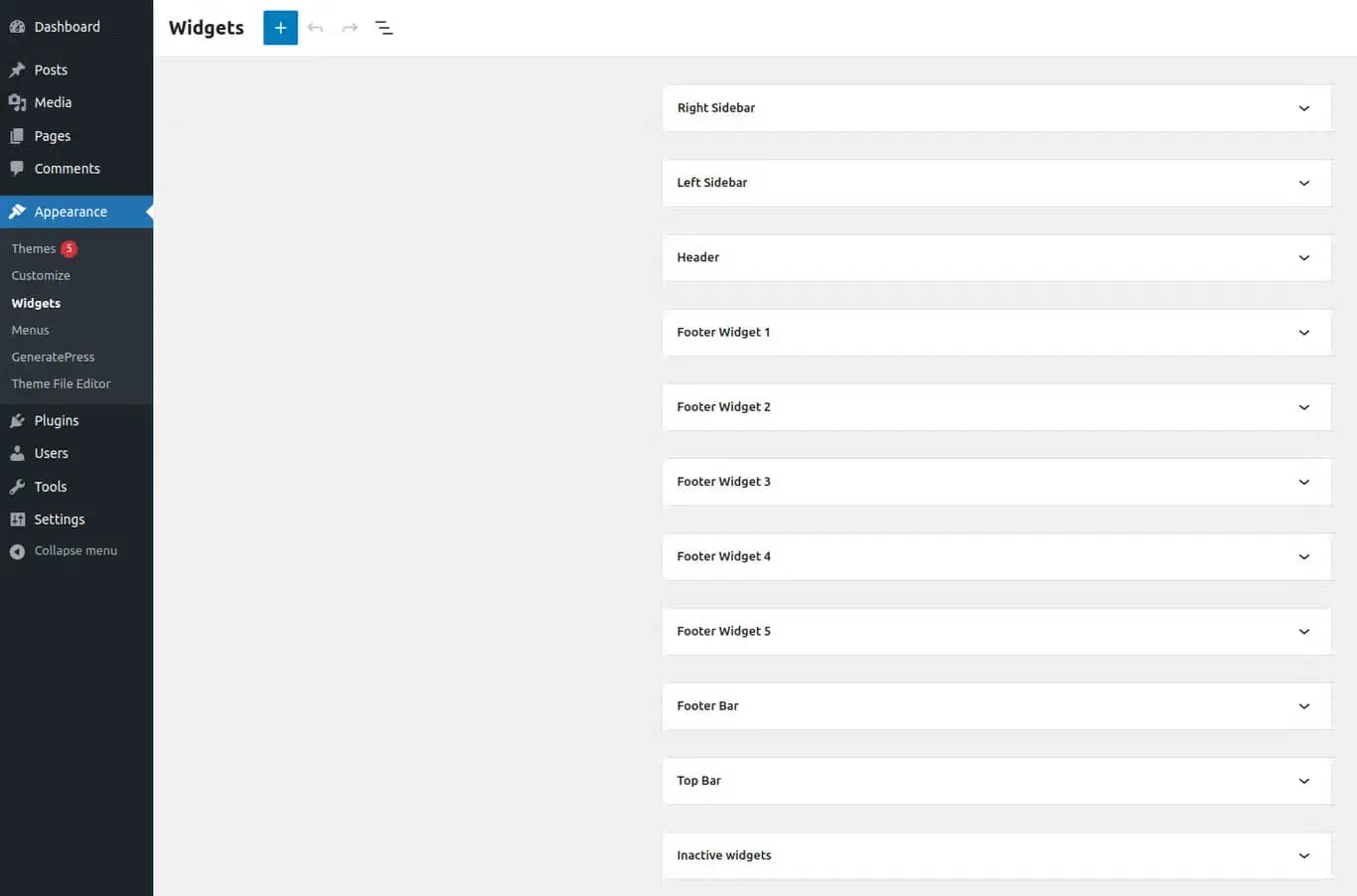 wordpress widgets in many areas