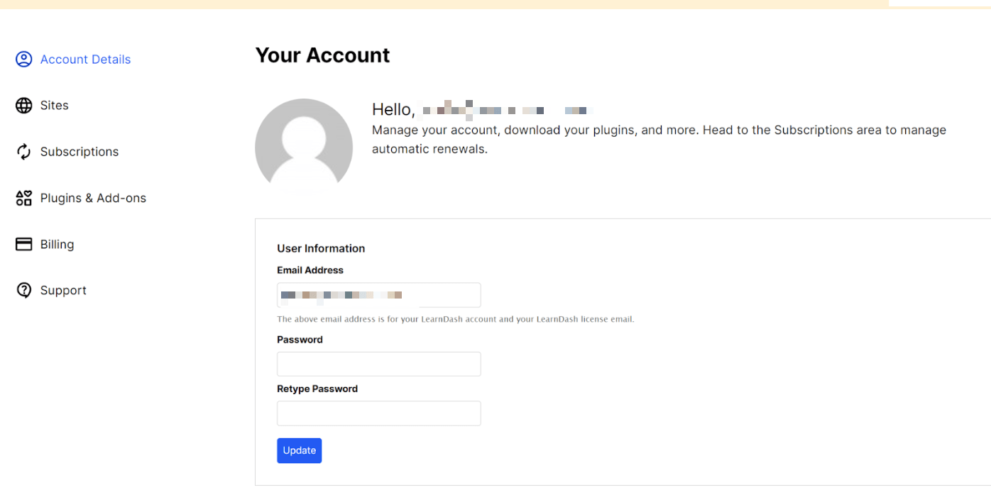 LearnDash Accounts Page