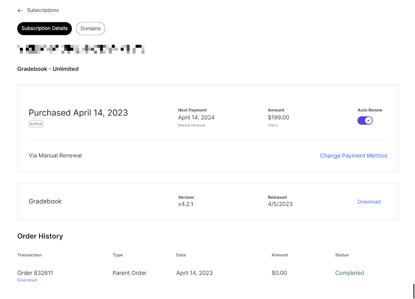 Subscription Details