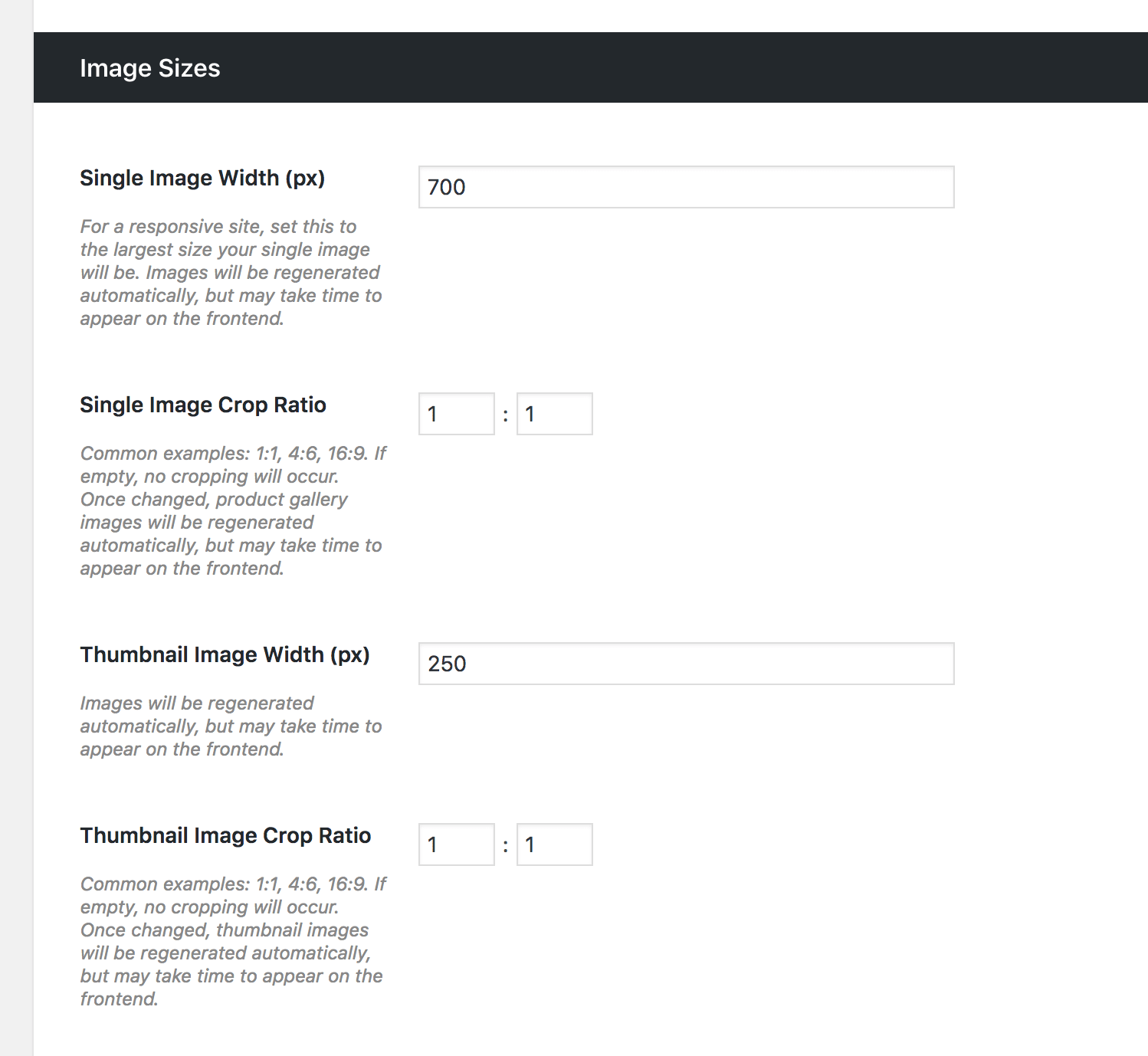 Image sizes for WooThumbs