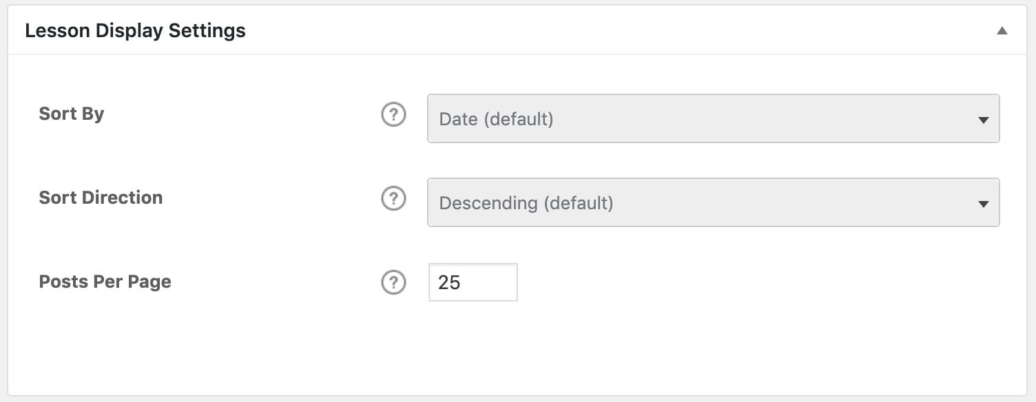 LearnDash lesson display settings