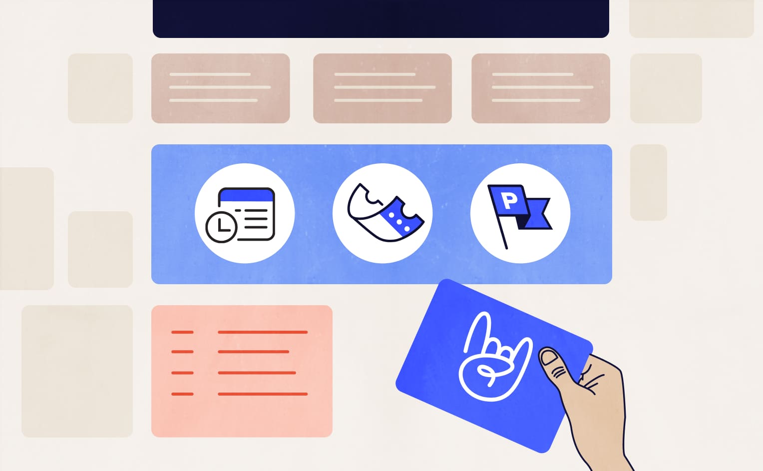 graphic showing the events calendar product icons and mock to-do lists