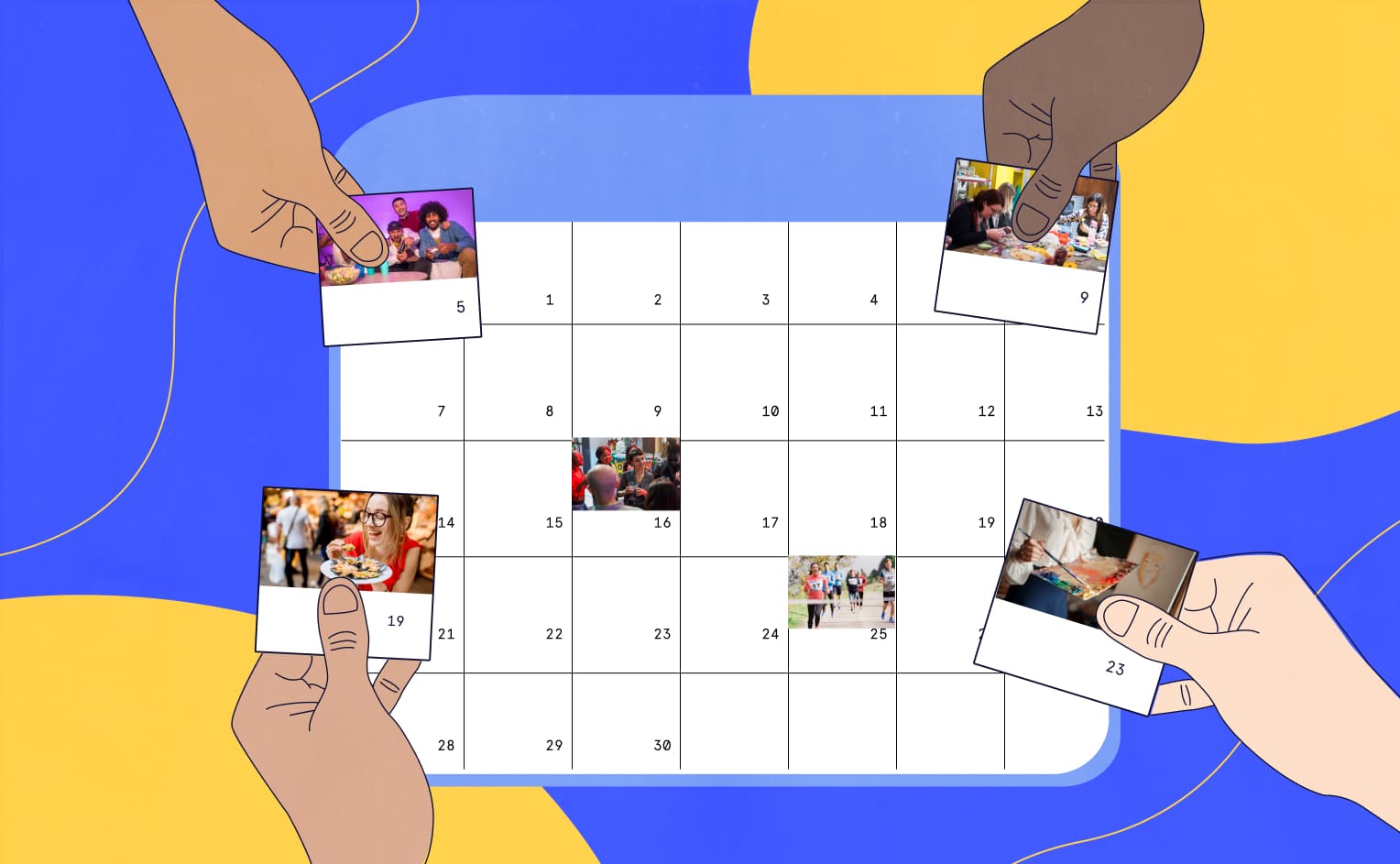 calendar showing different community events