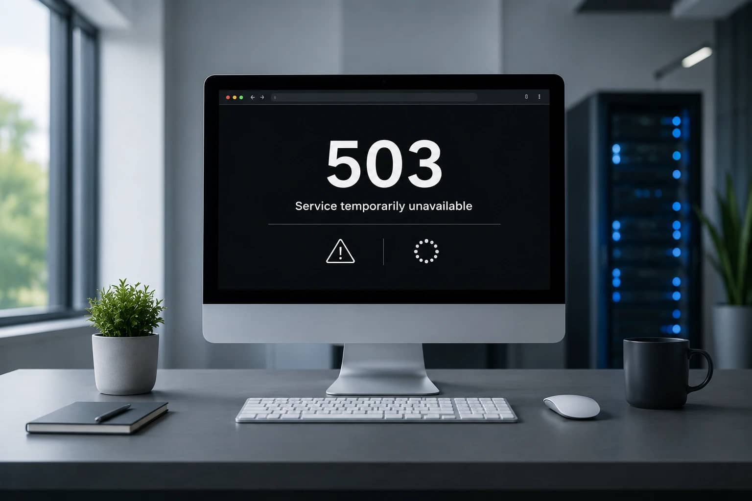 Computer screen displaying a 503 Service Unavailable error