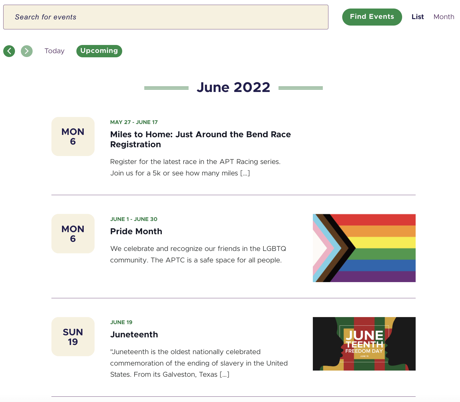 Featured calendar List View with The Events Calendar
