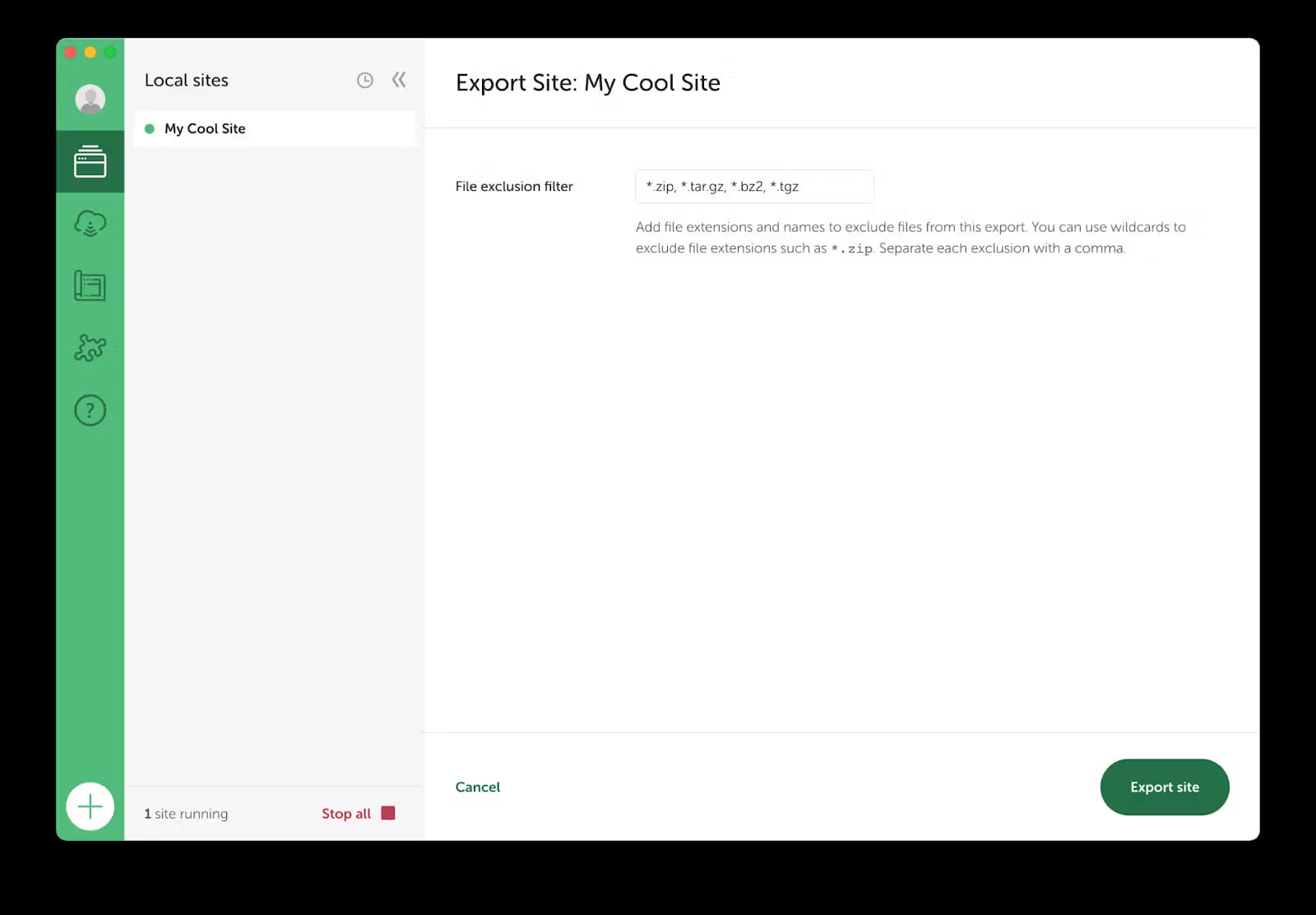 export localwp files