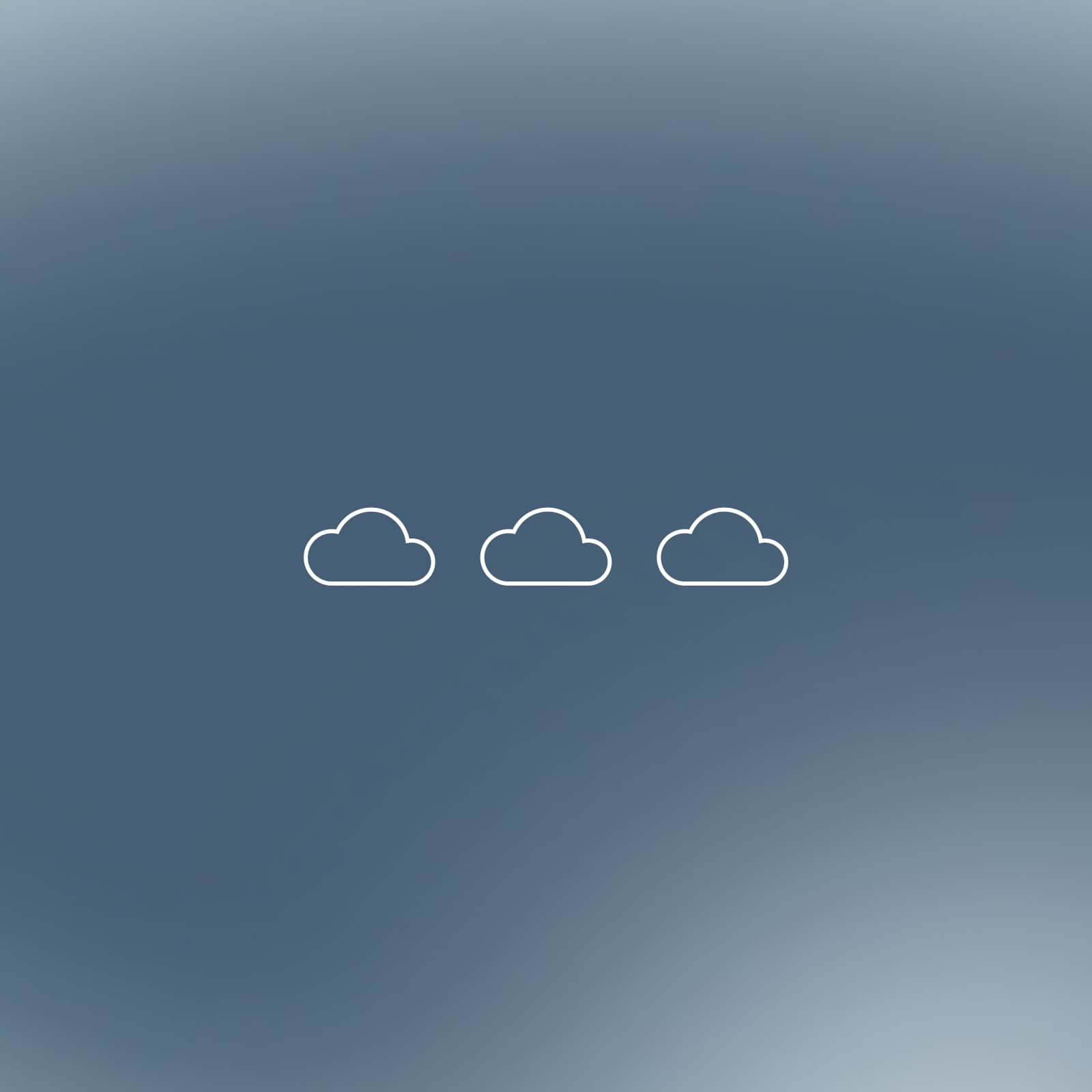 Illustration of three clouds against a blue ombre background
