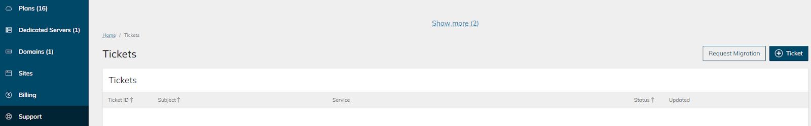 Submit a migration request using the portal.