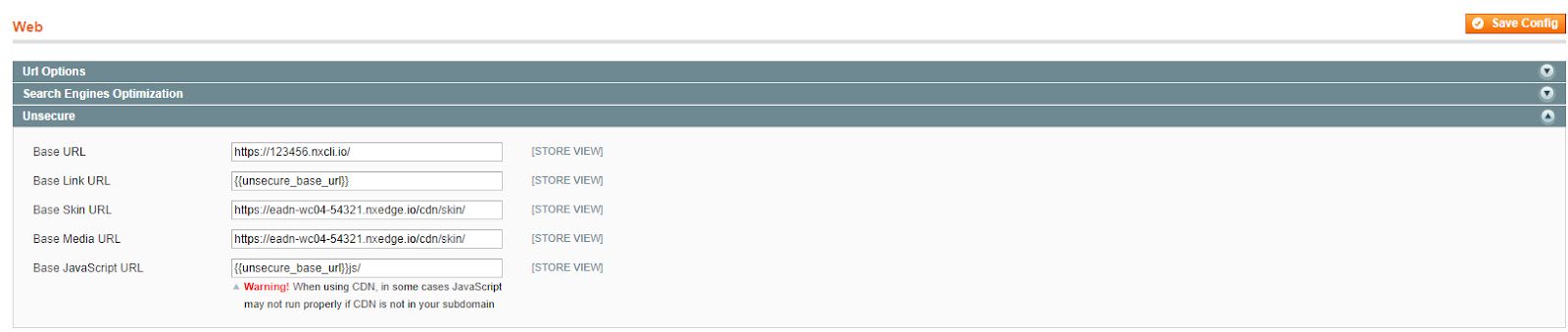 Unsecure interface under Web.
