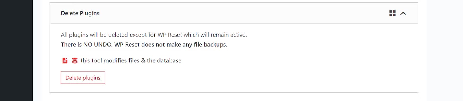 delete plugins confirmation screen