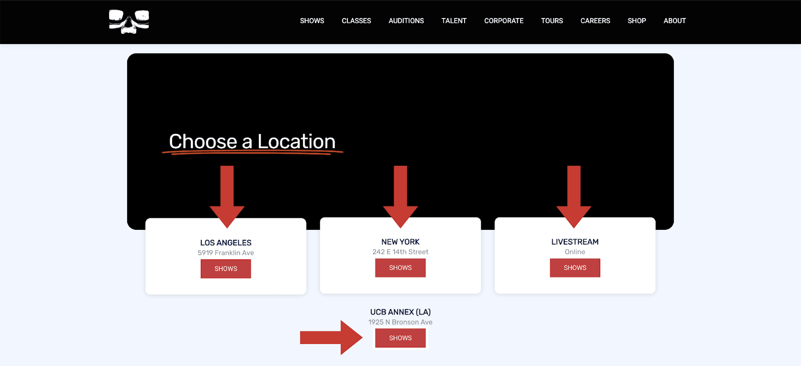 UCB locations of events